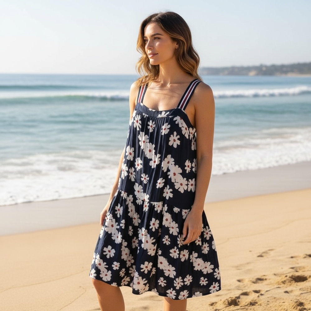 NWT Crimson + Clover Denmark Floral Mini Dress in Navy Blue Medium